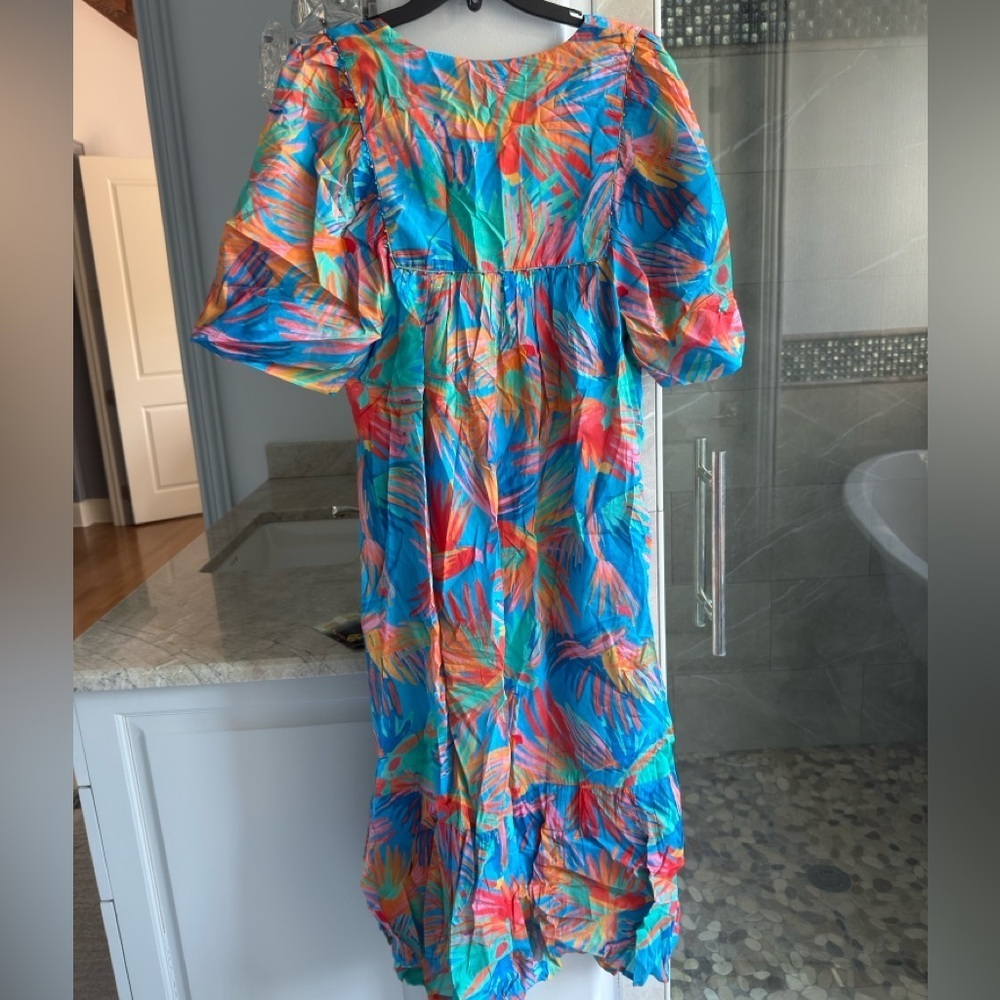 Farm Rio Painted Birds Cotton Midi-Dress - Picture 11 of 15
